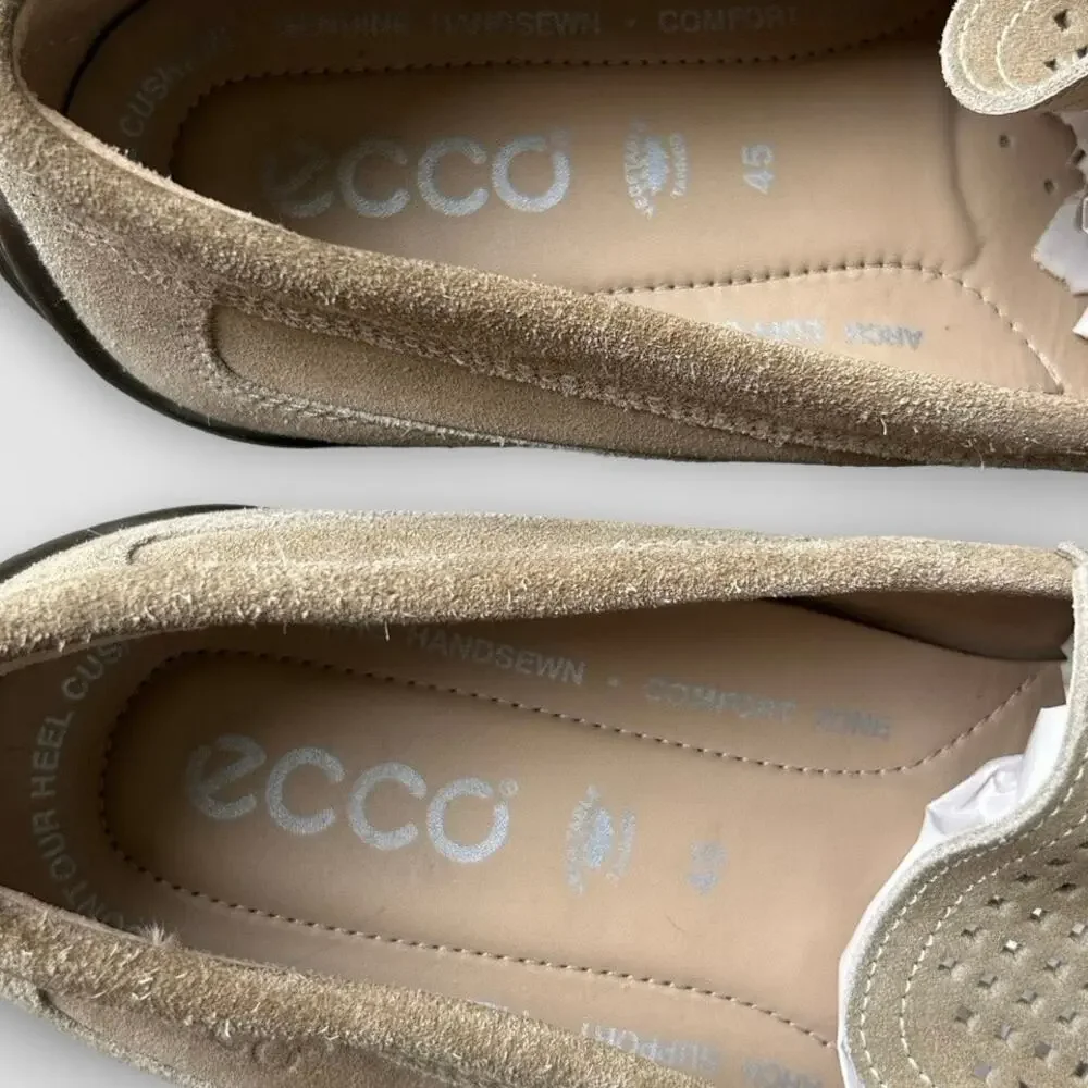 ECCO Classic Moc Perf Men’s EU 45 US 11.5-12 Taupe Suede Driving Loafers Slip-On